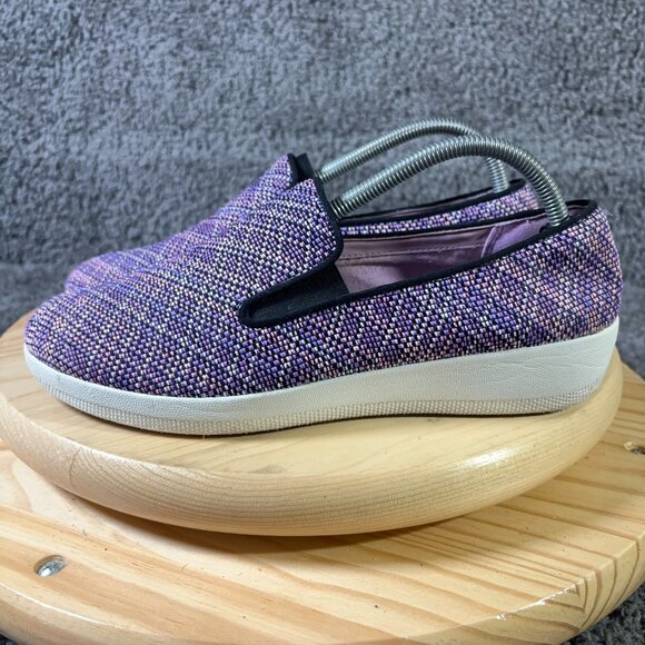 FitFlop Shoe Superskate Twill Knit Womens Size 10 Purple Slip On Casual Comfort - Picture 1 of 7